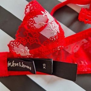 for Love & Lemons Red Floral Lace Unlined Bra Size XS